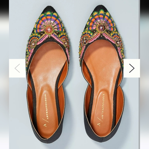 Anthropologie Shoes - Anthropologie Well-Embroidered D'Orsay Flats size 39 us 8.5